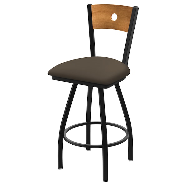 36" Swivel Counter Stool, Nickel Finish, Med Back, Canter Earth Seat